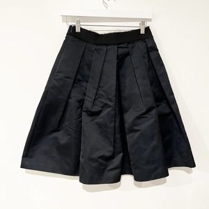 Derek Lam 10 Crosby Pleated Satin Flare Raw Edge Ribbon Waistband Mini S…